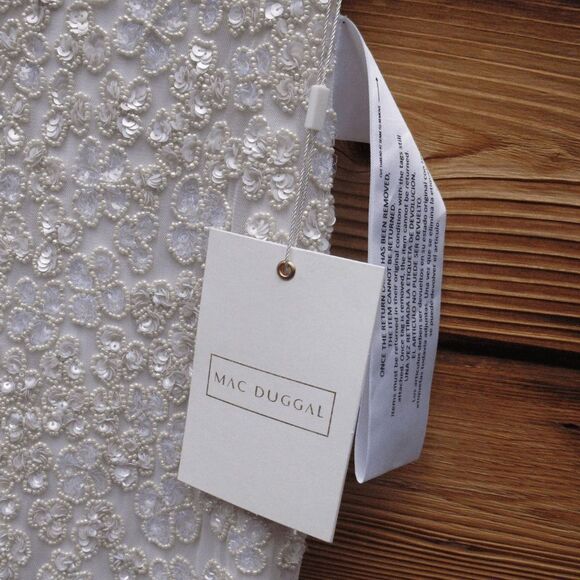 NWT Mac Duggal 10748 White Floral Beaded Gown Dress Size 4 $598 - Picture 14 of 14